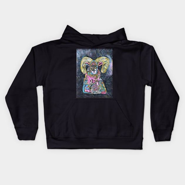 Mountain Ram 12 Kids Hoodie by Mr. Leon Artwork